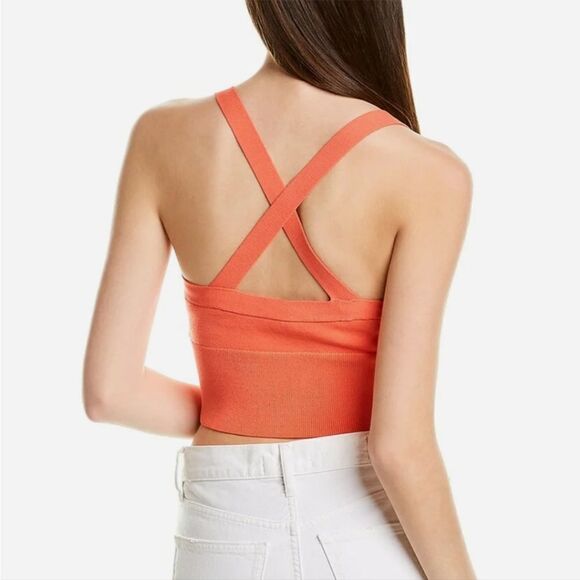 Nicole Miller Twist Front X Back Top in Watermelon - Picture 2 of 5